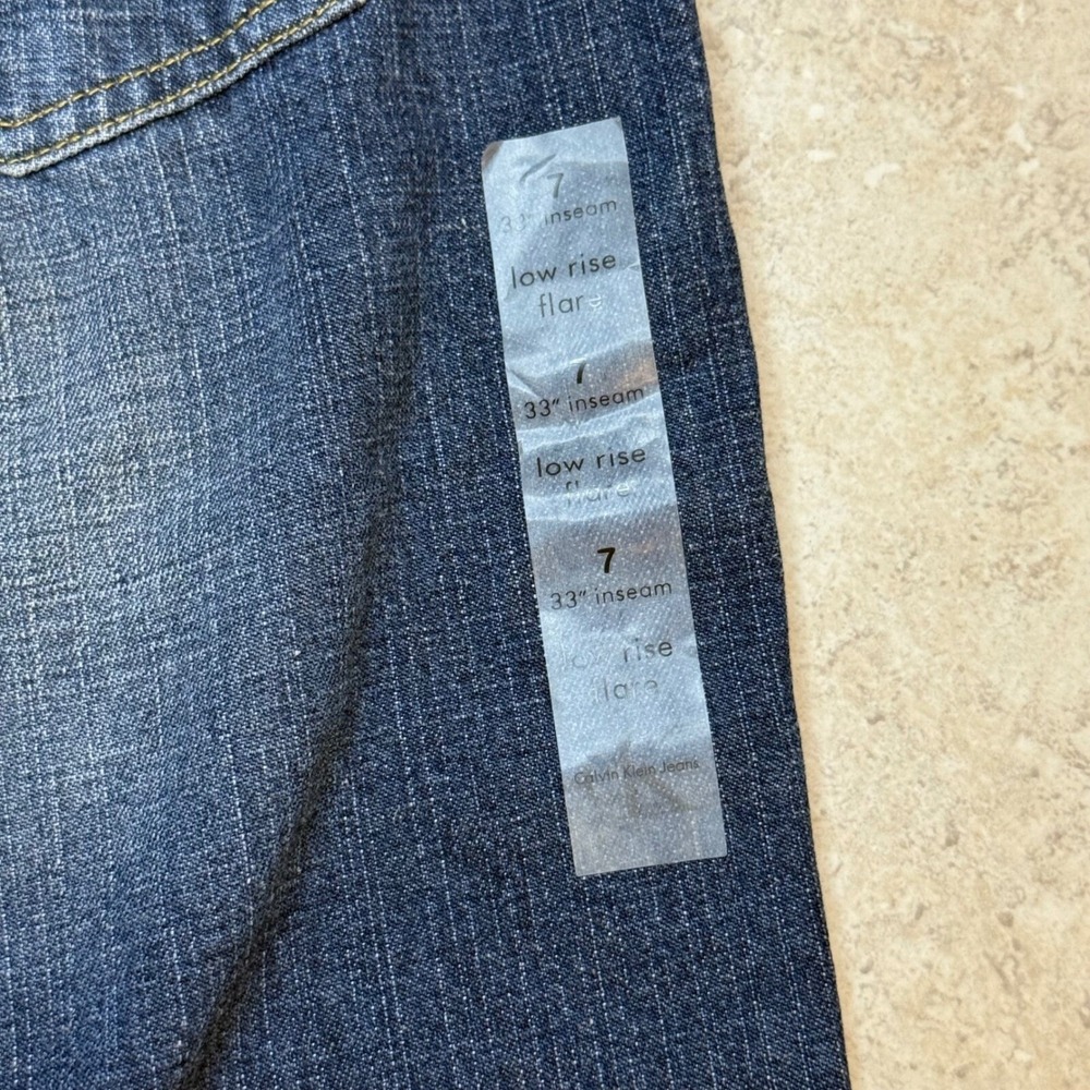Calvin Klein Low Rise Flare Jeans Y2K Womens 7 Dark Wash Bootcut 32x33 NWT - Picture 9 of 14
